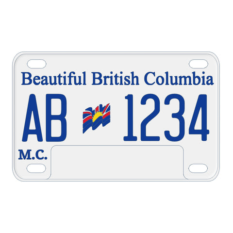 Replica British Columbia Motorcycle License Plate