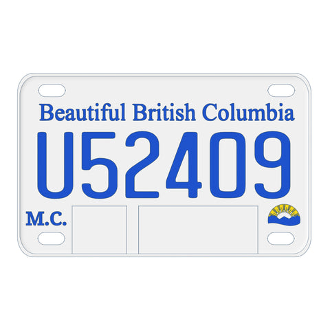 Replica BC Motorcycle License Plate